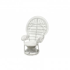 WHITE RATTAN PEACOCK ARMCHAIR 